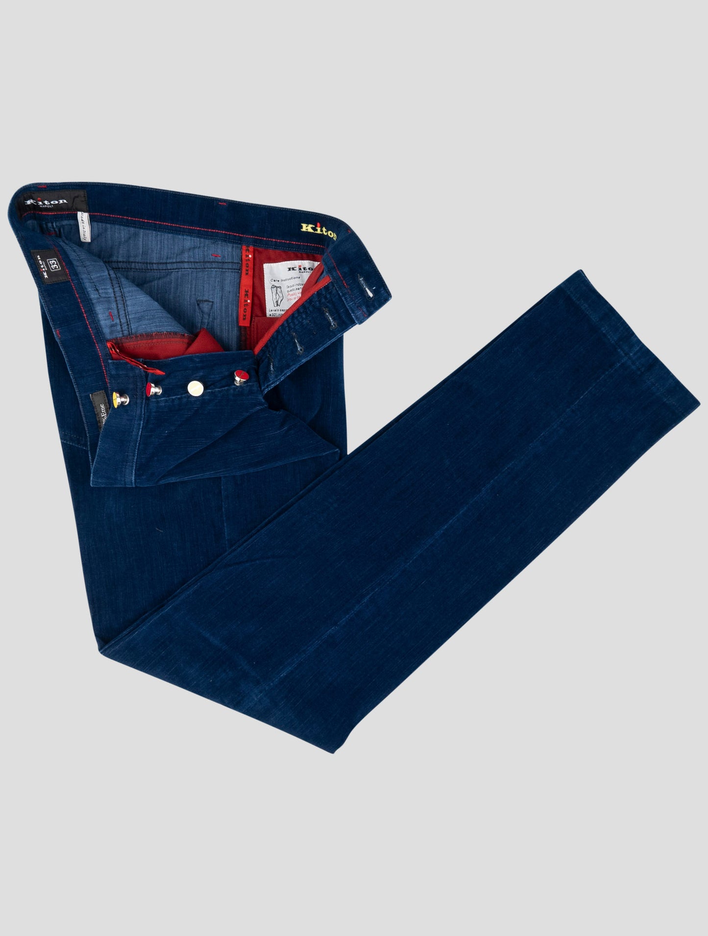 Kiton Blue Cotton Ea Pants