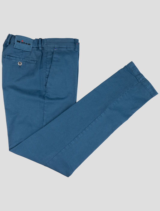 Kiton Blue Cotton Cashmere Pants