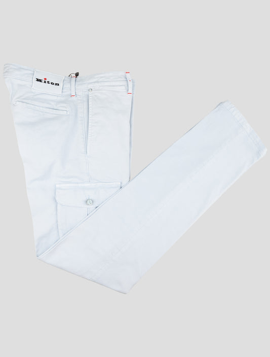 Kiton Light Blue Cotton Ea Cargo Pants