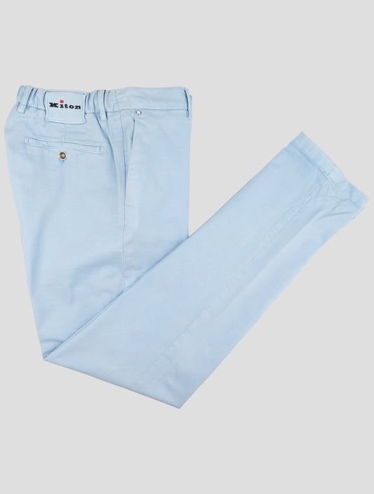 Kiton Light Blue Cotton Cashmere Ea Pants