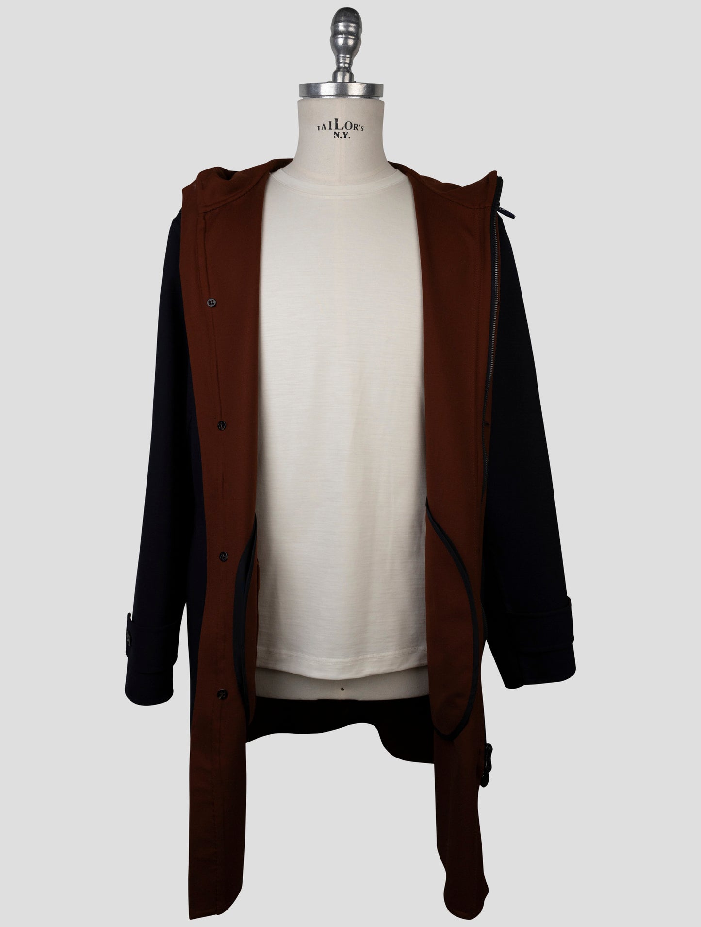 kiton Blue Wool Ea Overcoat