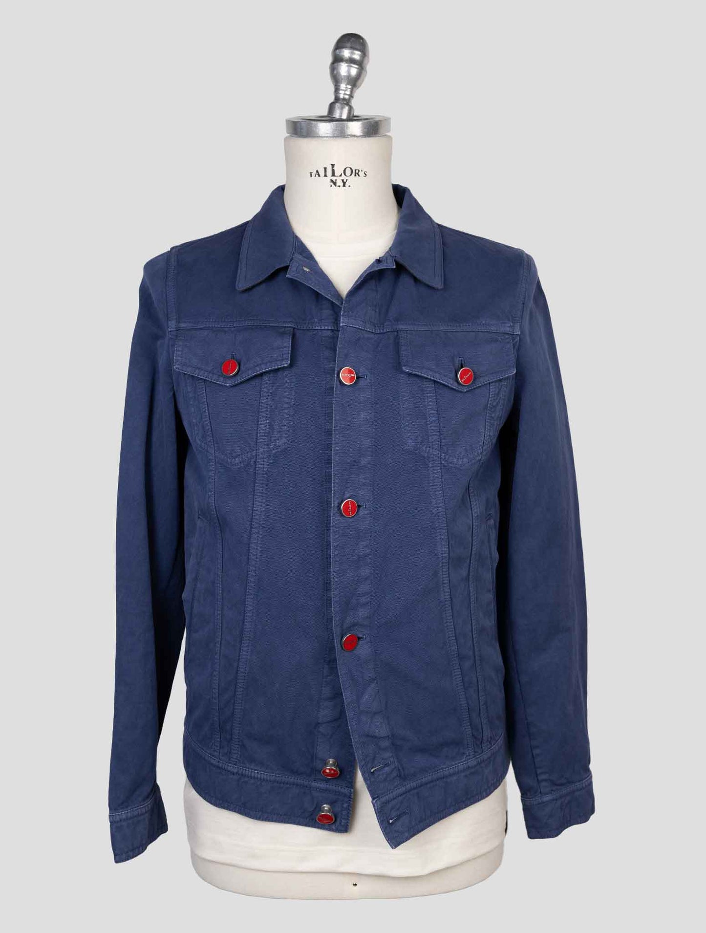 kiton Blue Cotton Abaca Coat