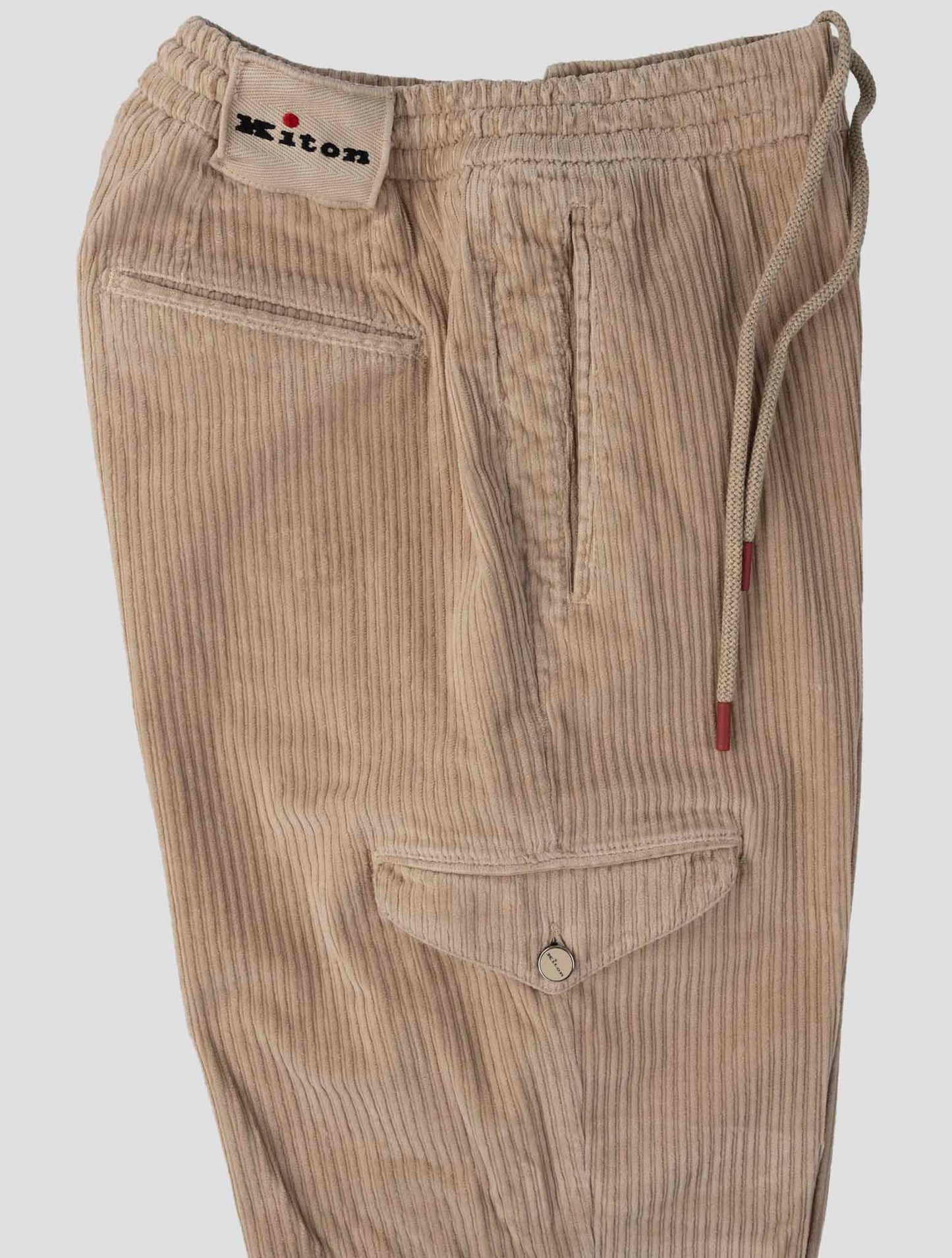 Kiton Beige Cotton Ea Velvet Cargo Pants