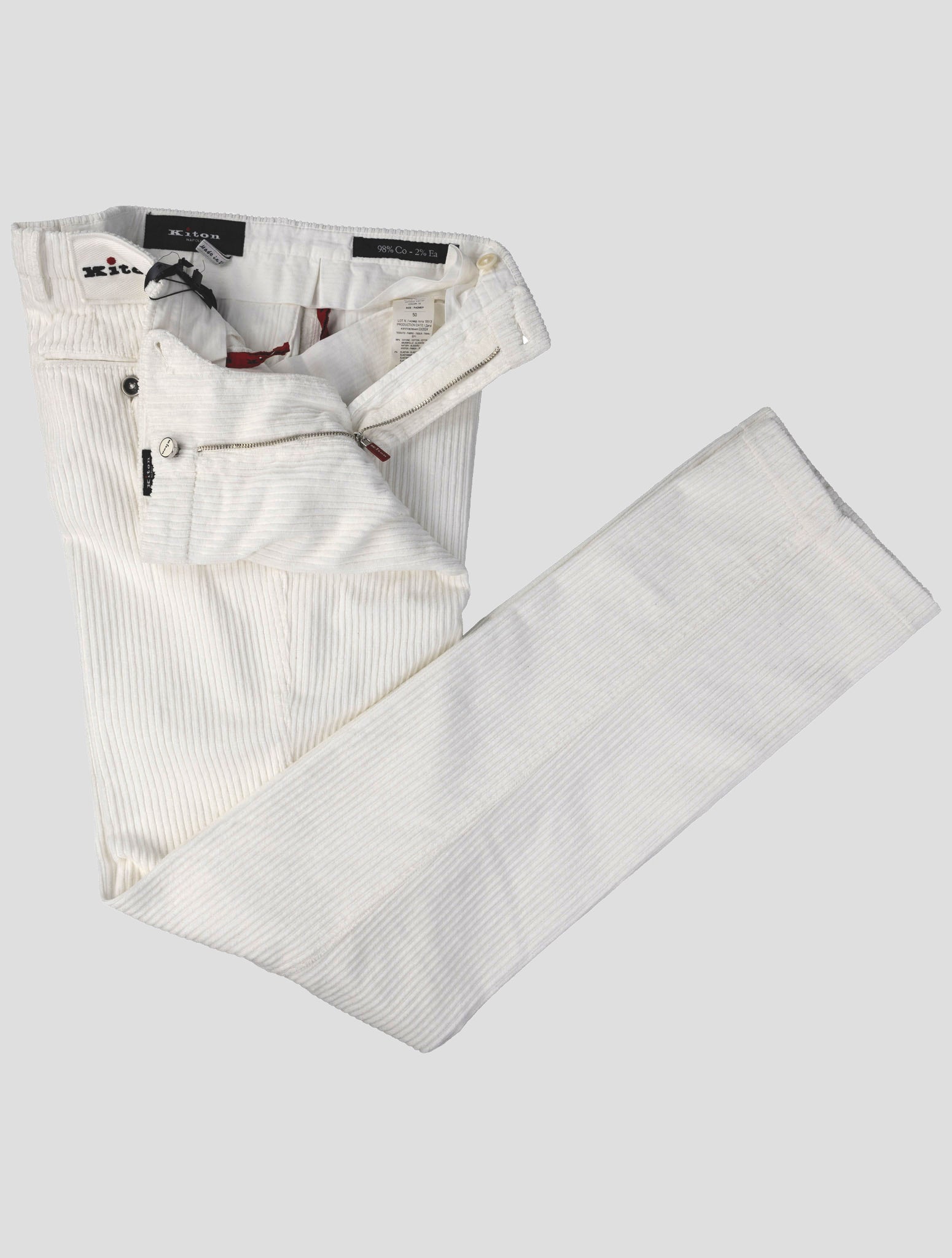 Kiton White Cotton  Ea Velvet Panst