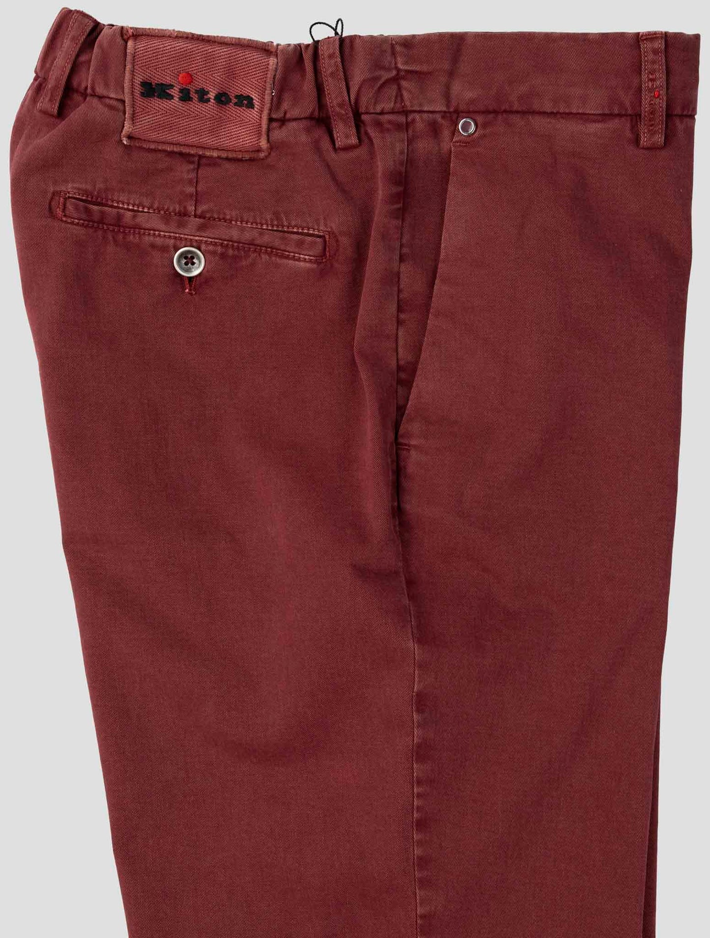 Kiton Burgundy Cotton Cashmere Ea Pants