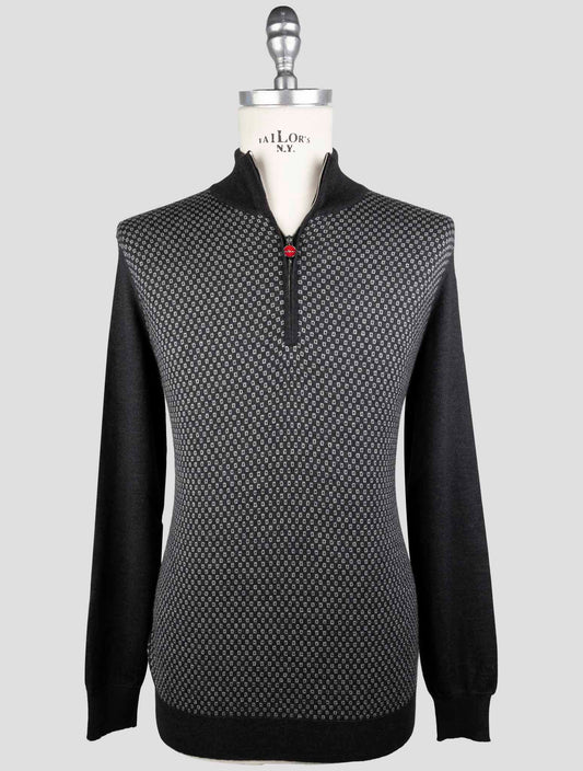 Kiton Dark Gray Cashmere Silk Sweater Half Zip