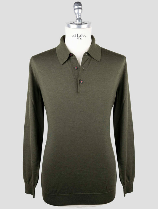 Kiton Green Cashmere Silk Sweater Polo
