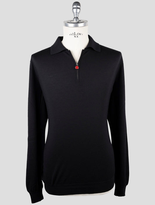 Kiton Black Cashmere Silk Sweater Polo