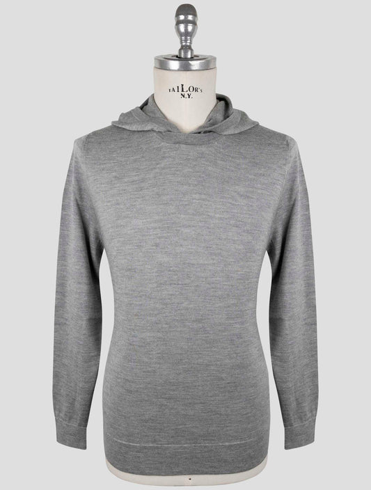 Kiton Gray Cashmere Silk Sweater Hoodie