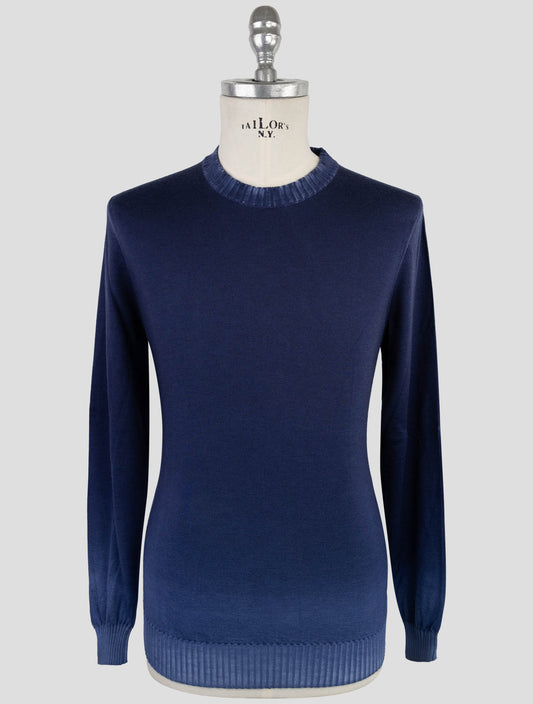 Kiton Blue Cashmere Silk Sweater Crewneck