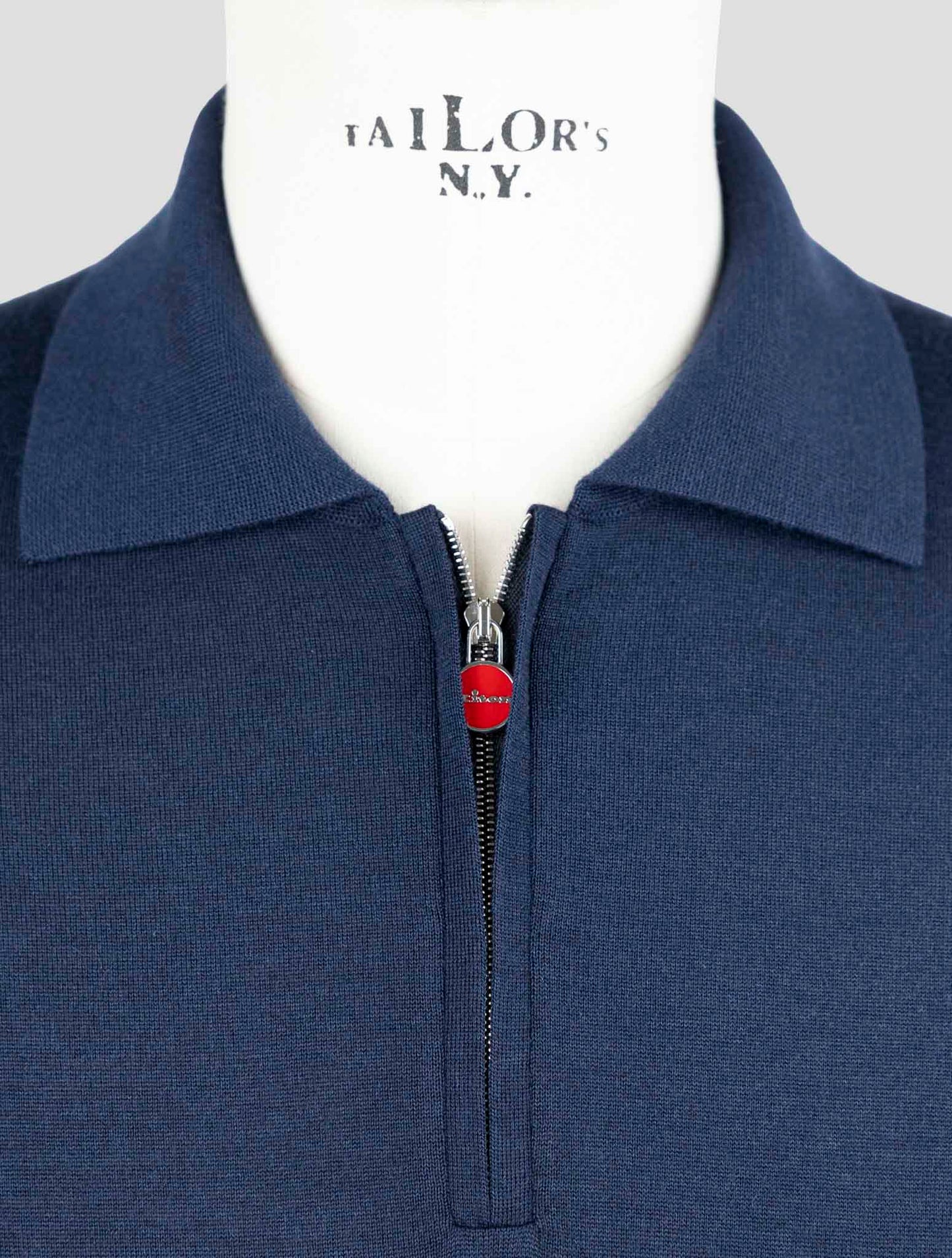 Kiton Blue Cashmere Silk Sweater Polo