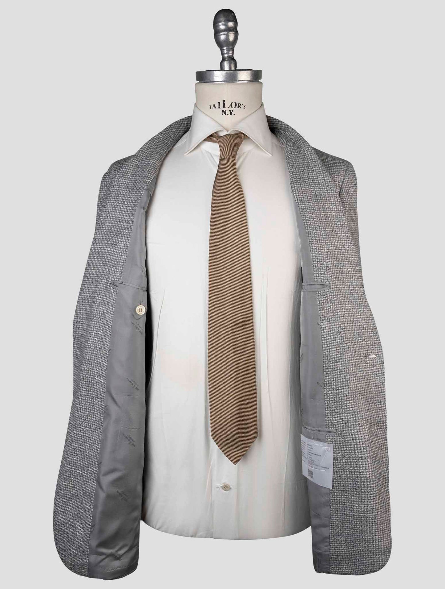 Kiton Gray Cashmere Silk Cotton Virgin Wool Pa Blazer