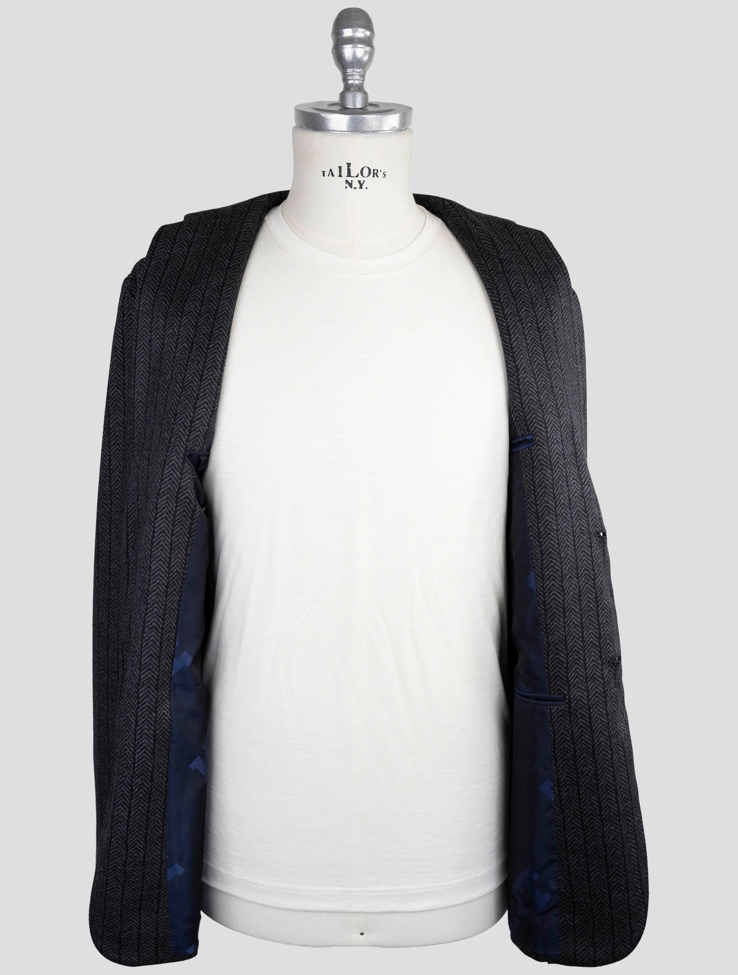 Kiton Knt Gray Wool Cashmere Pl Blazer