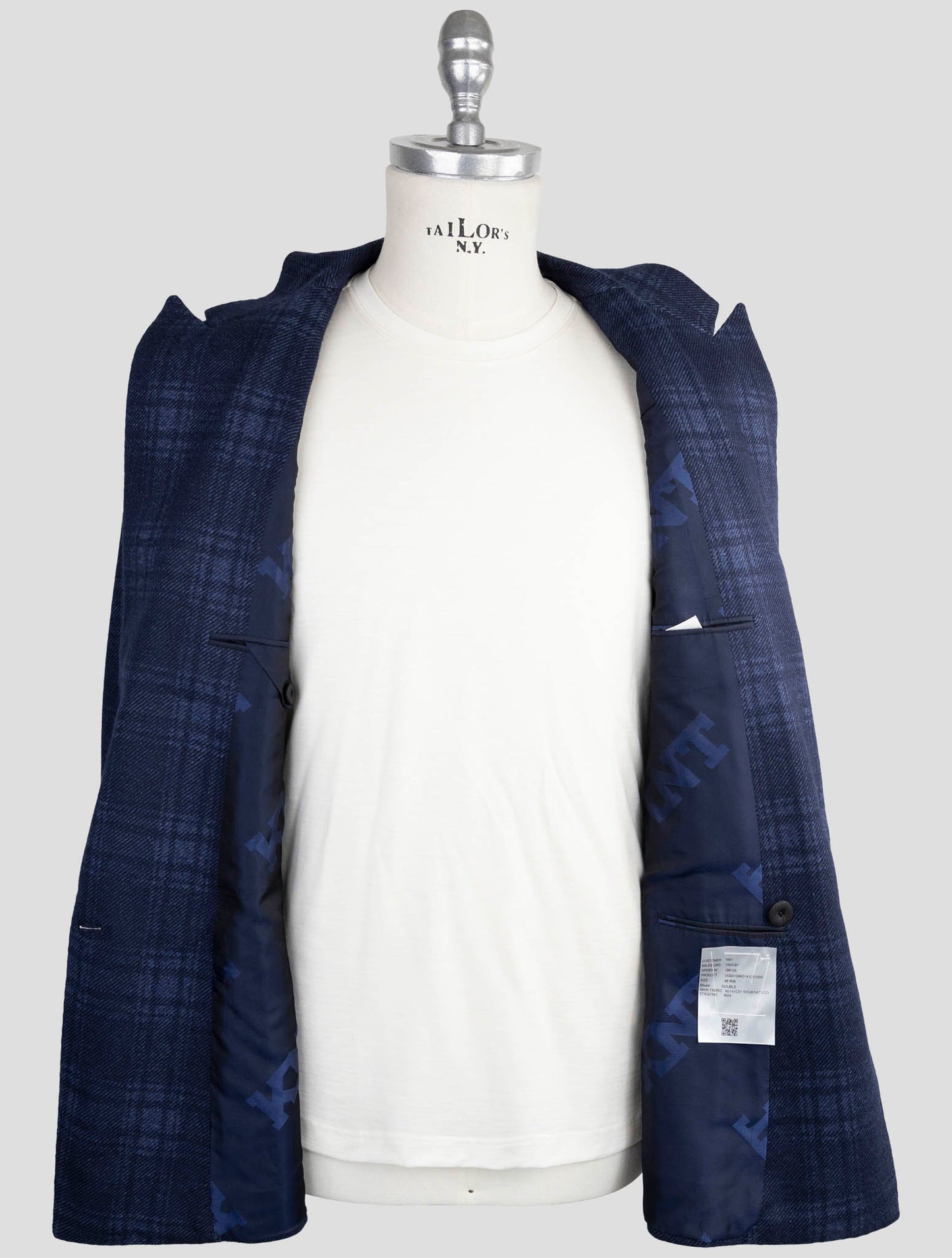 Kiton Knt Blue Cashmere Cotton Smoking Blazer