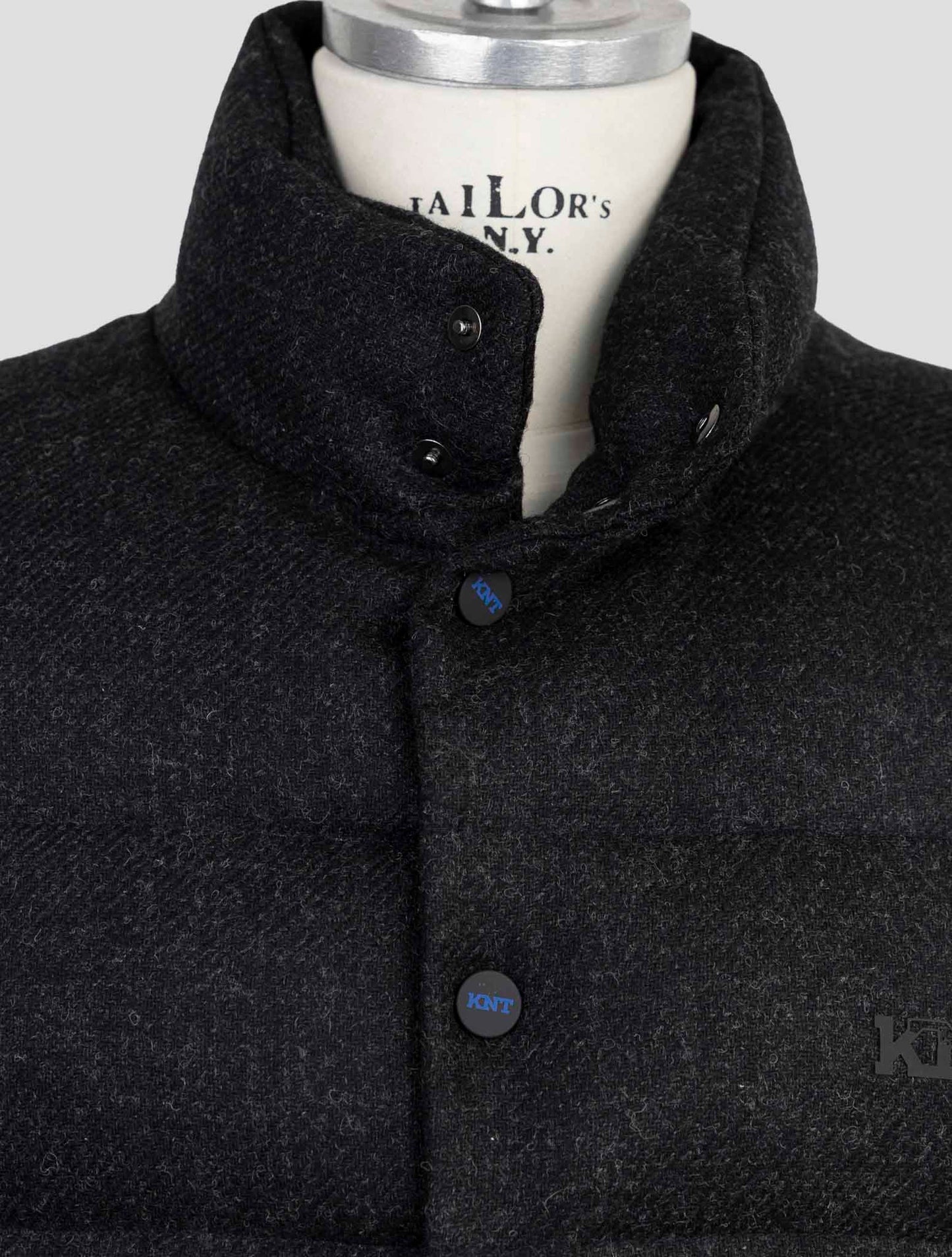 Kiton Knt Black Virgin Wool Coat Gilet