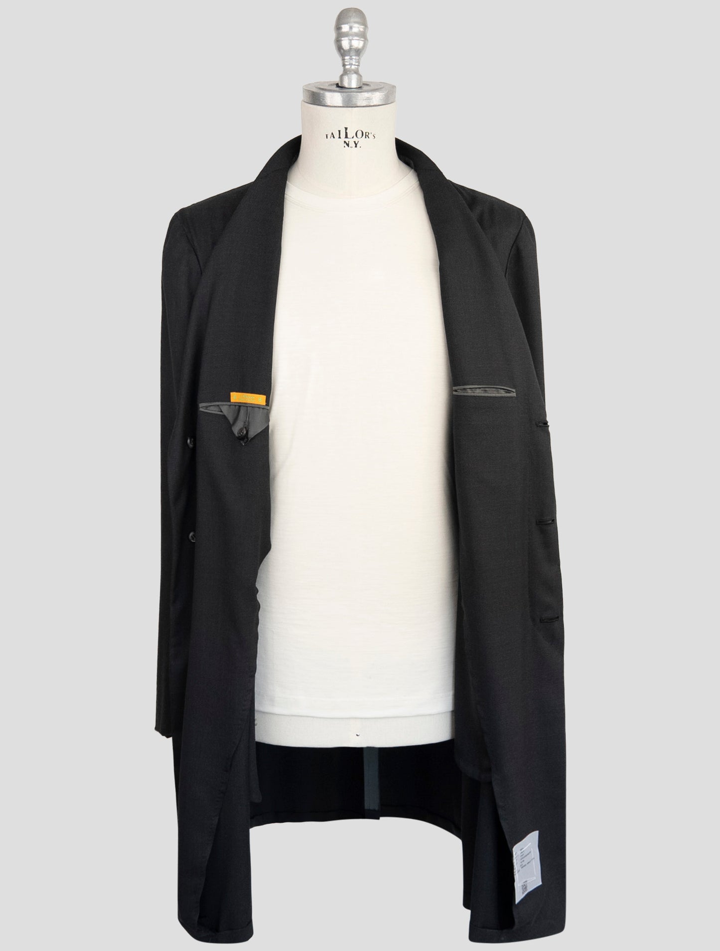 Kiton Knt Black Viscose Pa Ea Overcoat