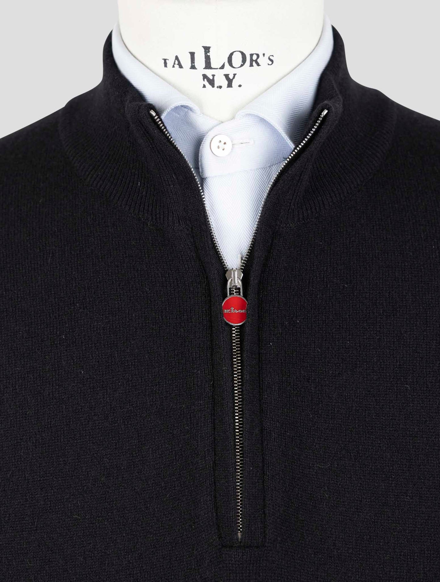 Kiton Black Cashmere Sweater Half Zip