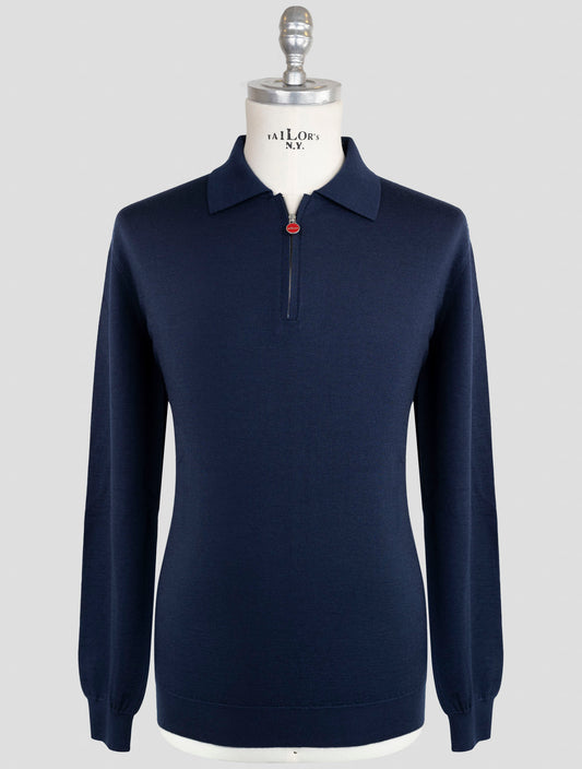 Kiton Blue Cashmere Silk Sweater Polo