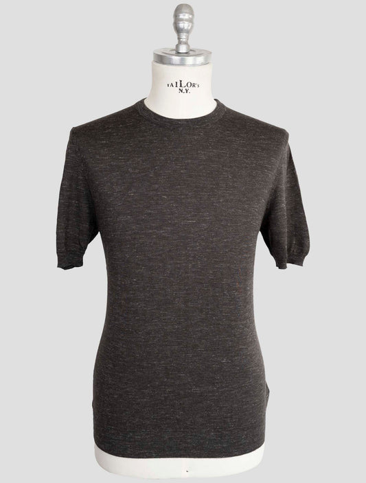 Kiton Brown Silk Cashmere Linen T-Shirt