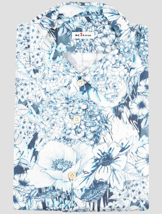 Kiton Blue Linen Shirt