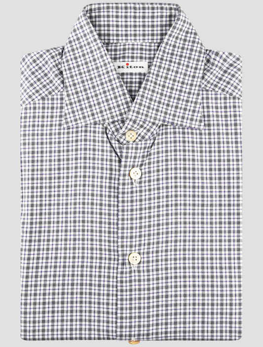 Kiton Gray Blue Cotton Shirt