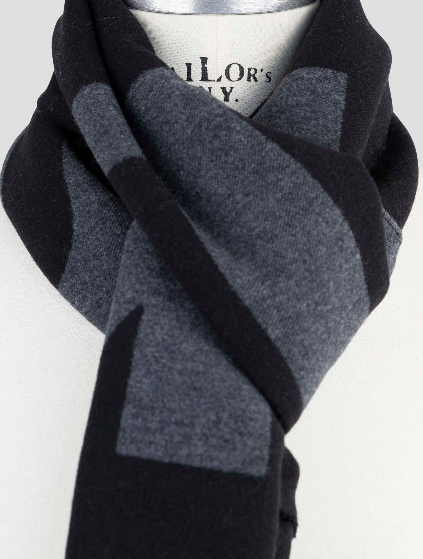 Kiton Gray Blue Wool Cashmere Silk Scarf
