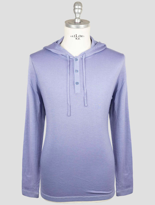 Kiton Light Blue Cashmere Silk Sweater Hoodie