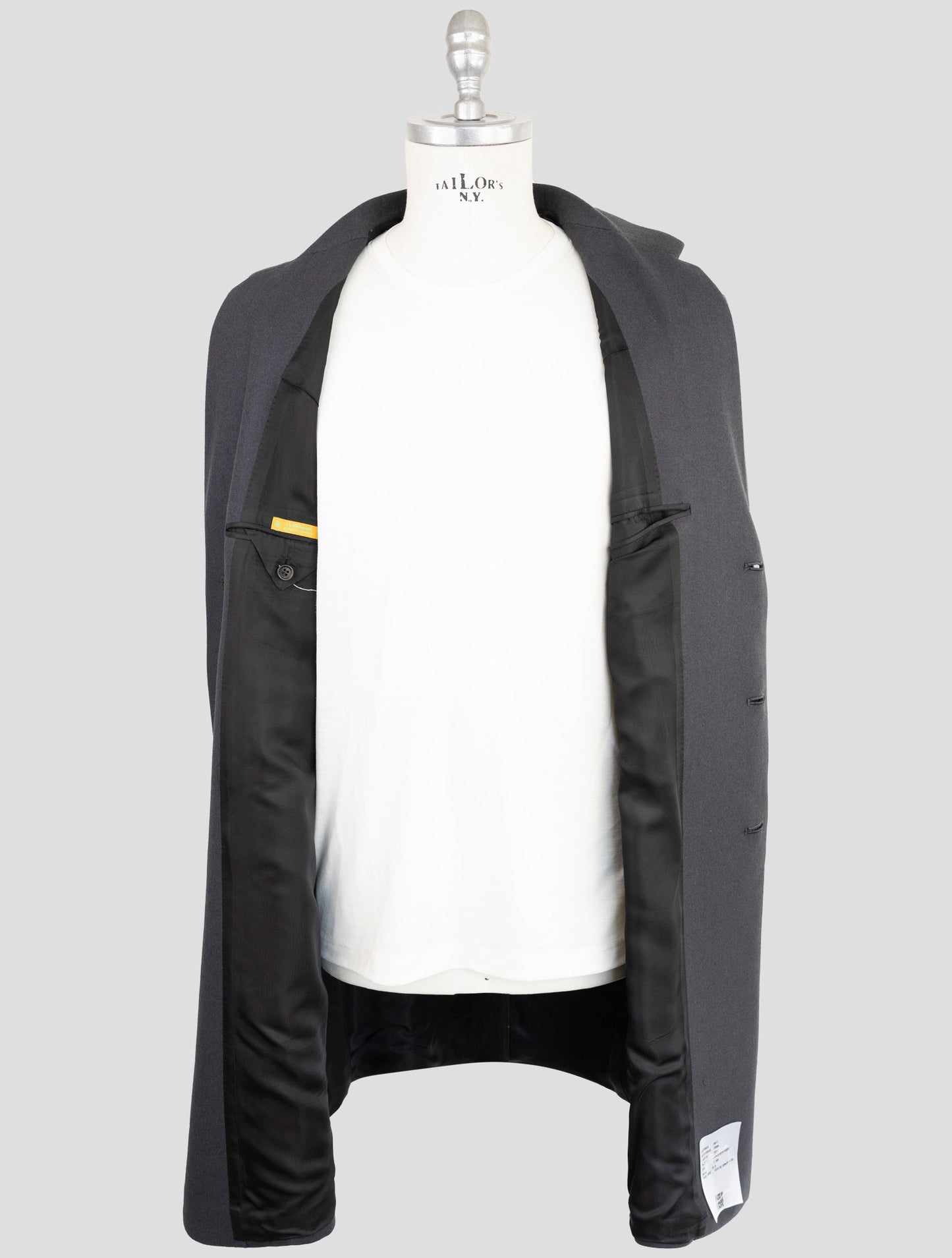 Kiton Knt Dark Gray Virgin Wool 14 Micron Overcoat