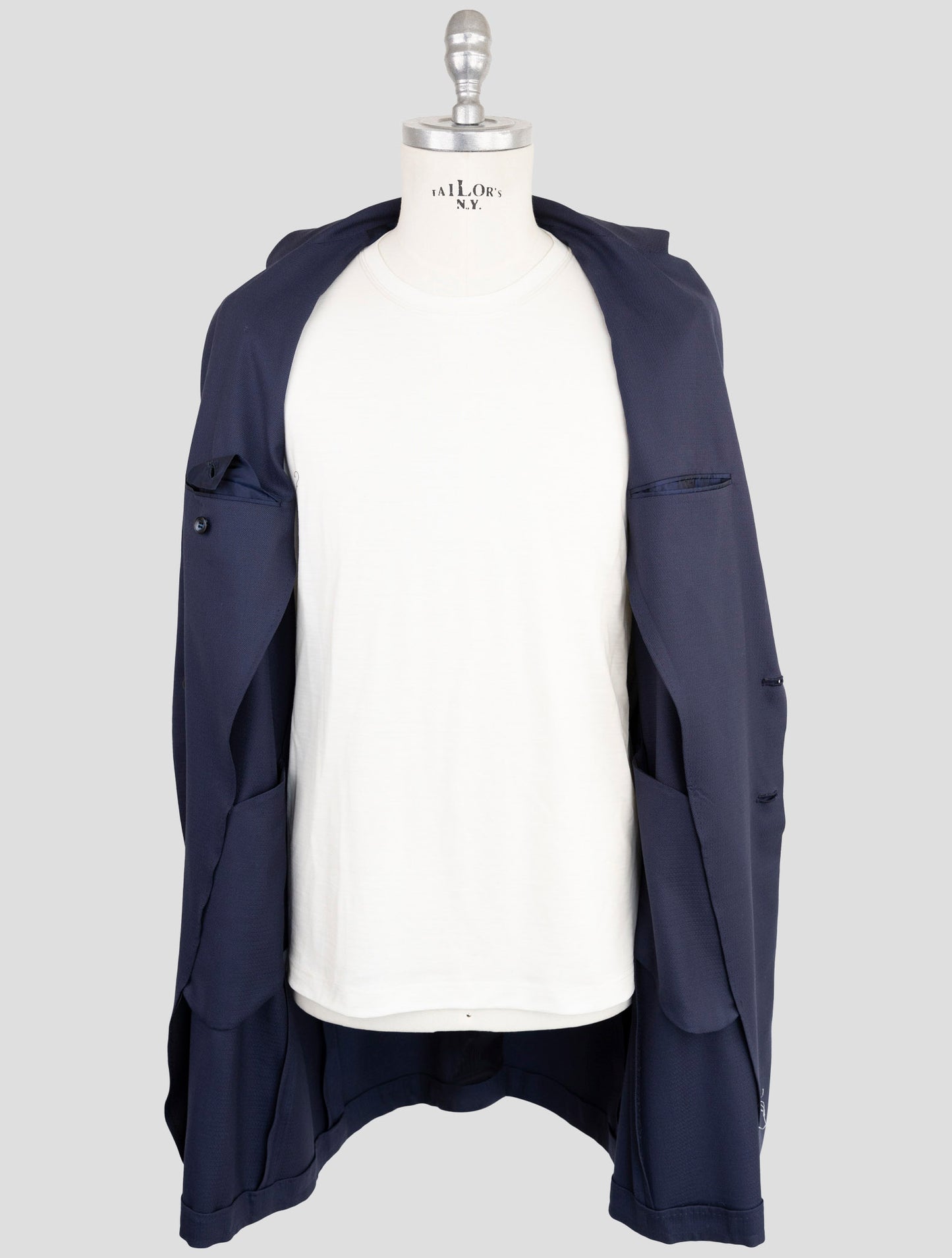 Kiton Knt Blue Virgin Wool Overcoat