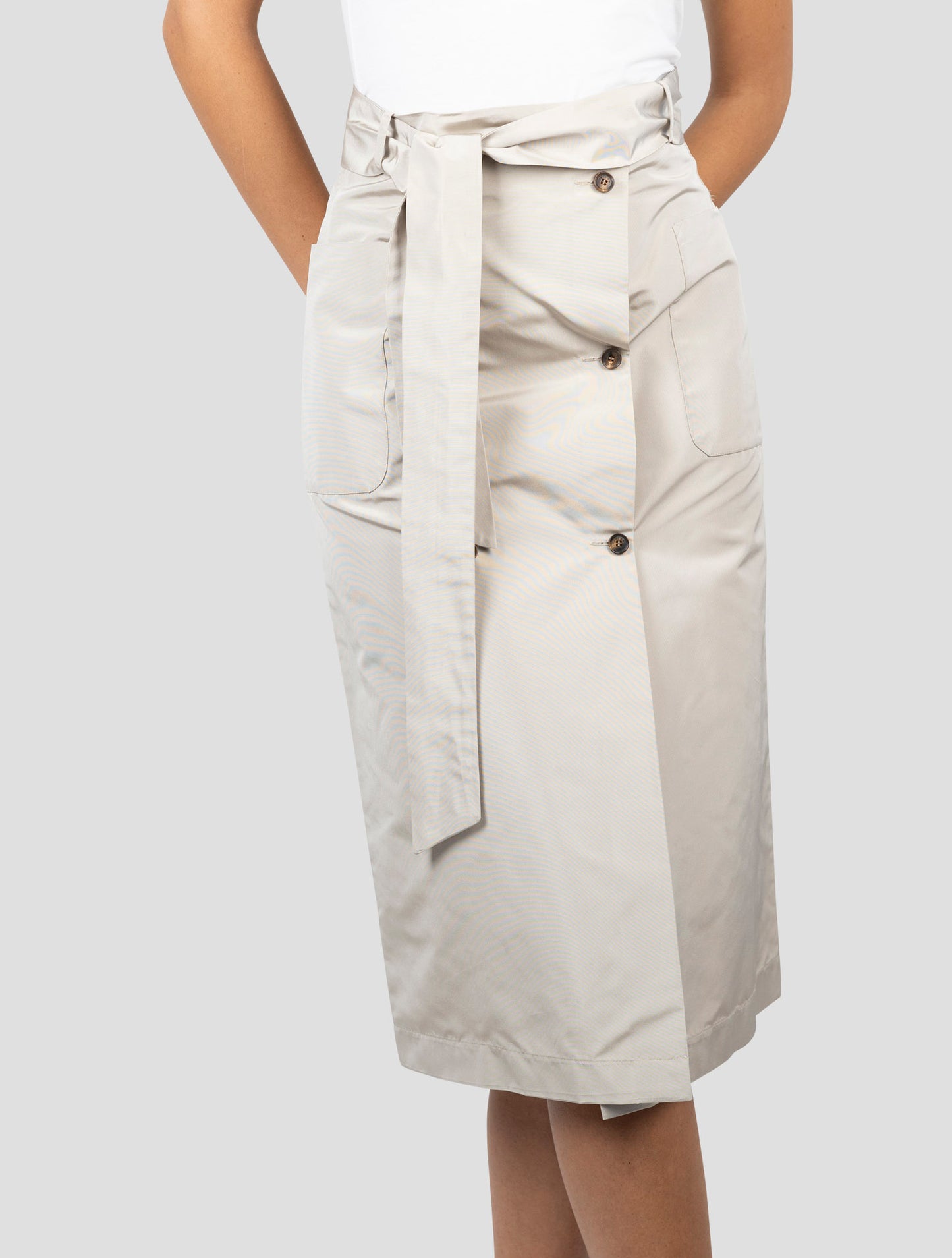 Kiton Beige Silk Skirt