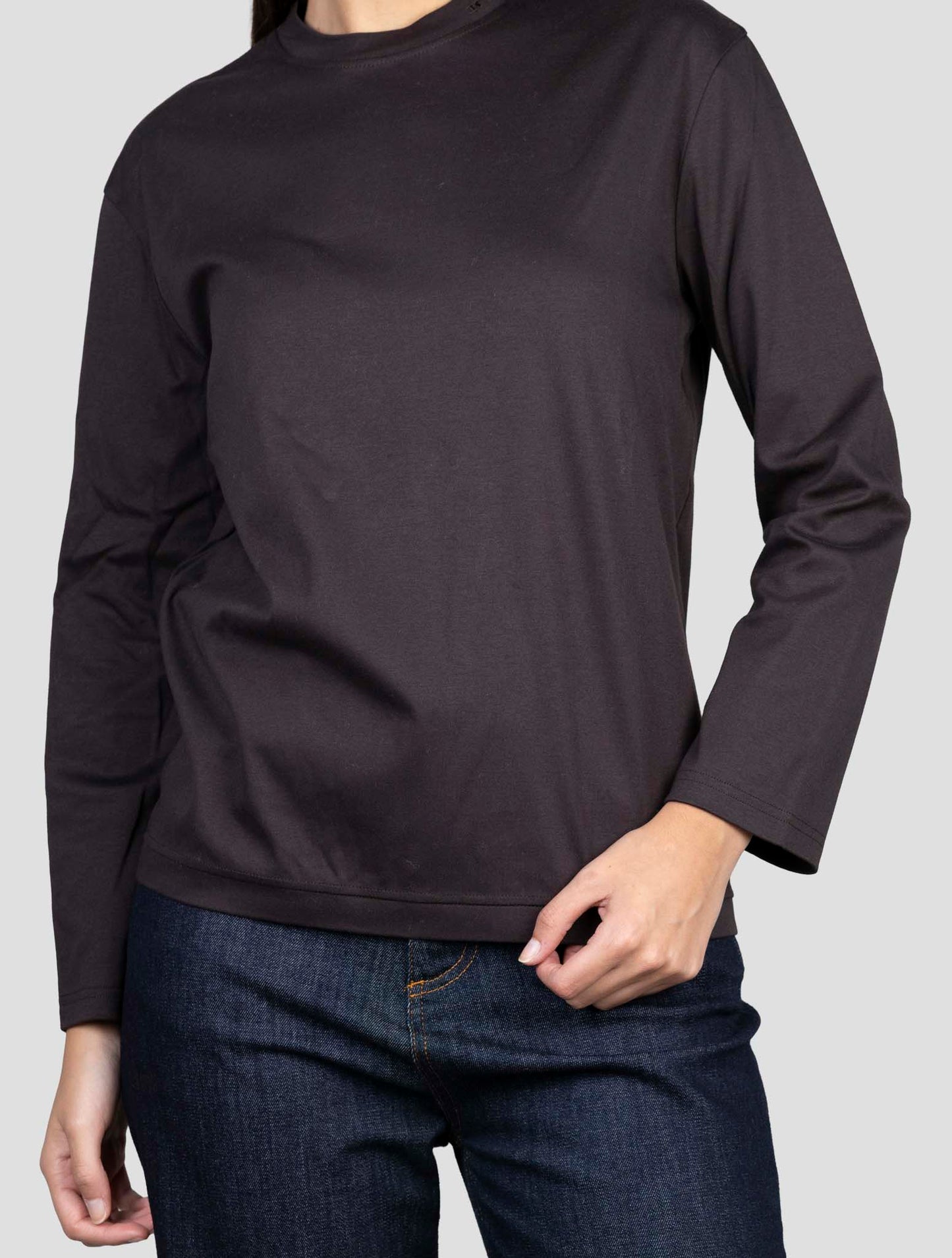 Kiton Black Cotton Sweater Crewneck