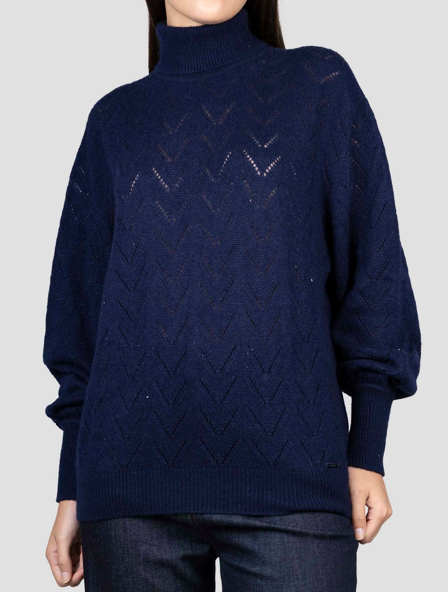 Kiton Blue Cashmere Silk Sweater Turtleneck