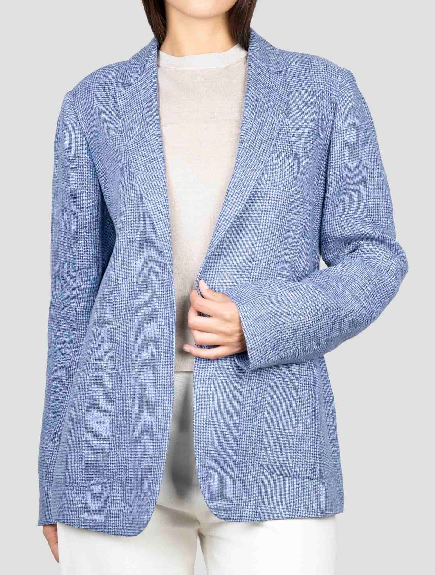 Kiton Blue Linen Blazer
