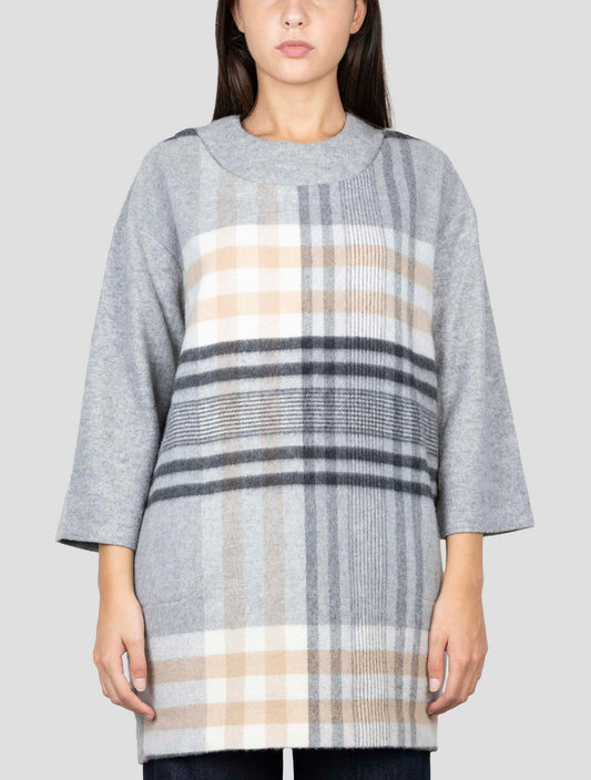 Kiton Blue White Cashmere Silk Sweater Turtleneck