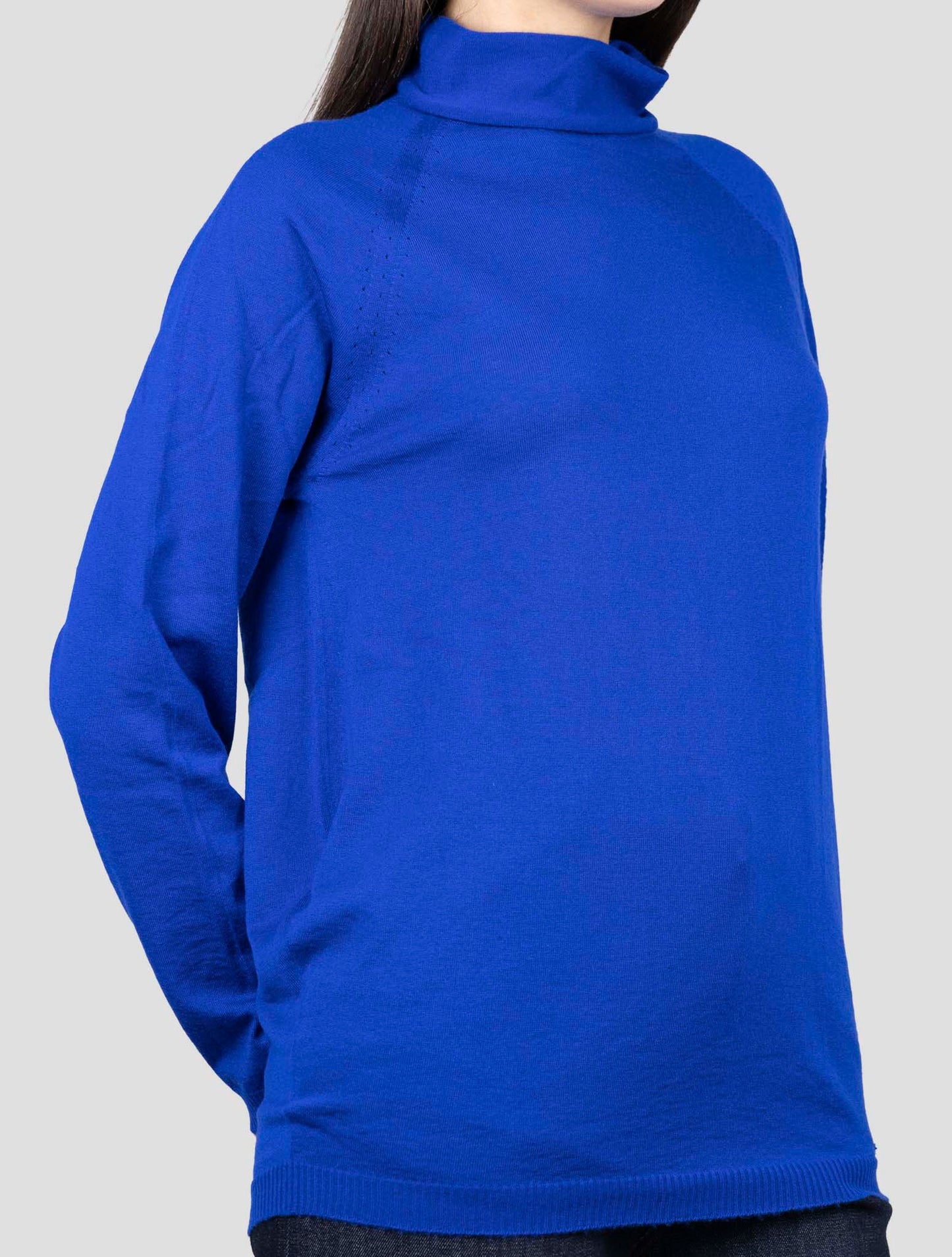 Kiton Blue Cashmere Silk Sweater Turtleneck