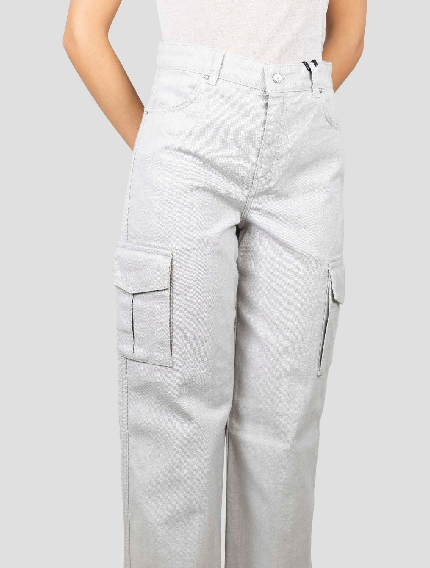 Kiton Light Gray Cotton Ea Cargo Jeans