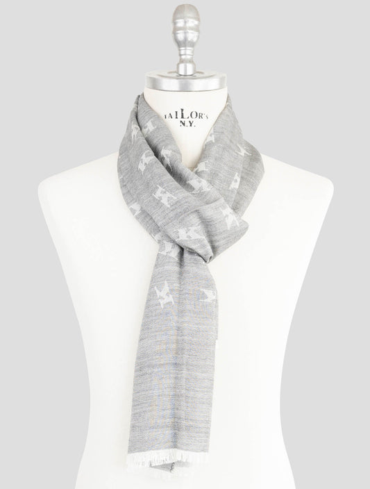 Kiton Gray Cashmere Silk Scarf