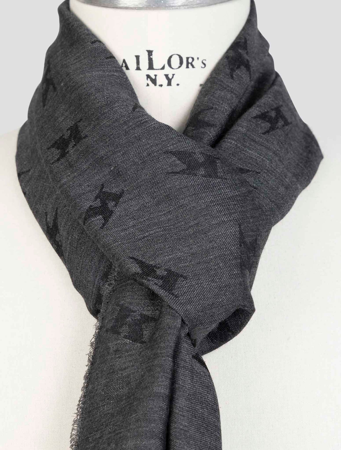 Kiton Gray Wool Silk Scarf