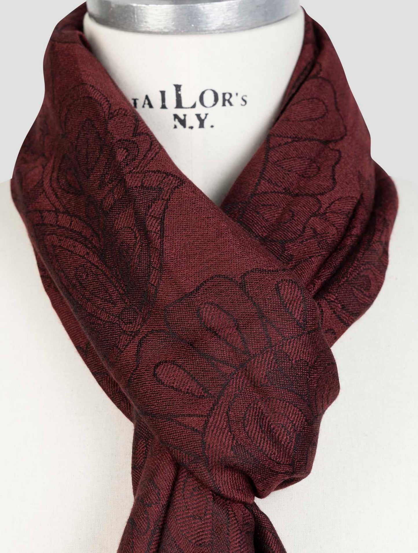 Kiton Burgundy Cashmere Silk Scarf