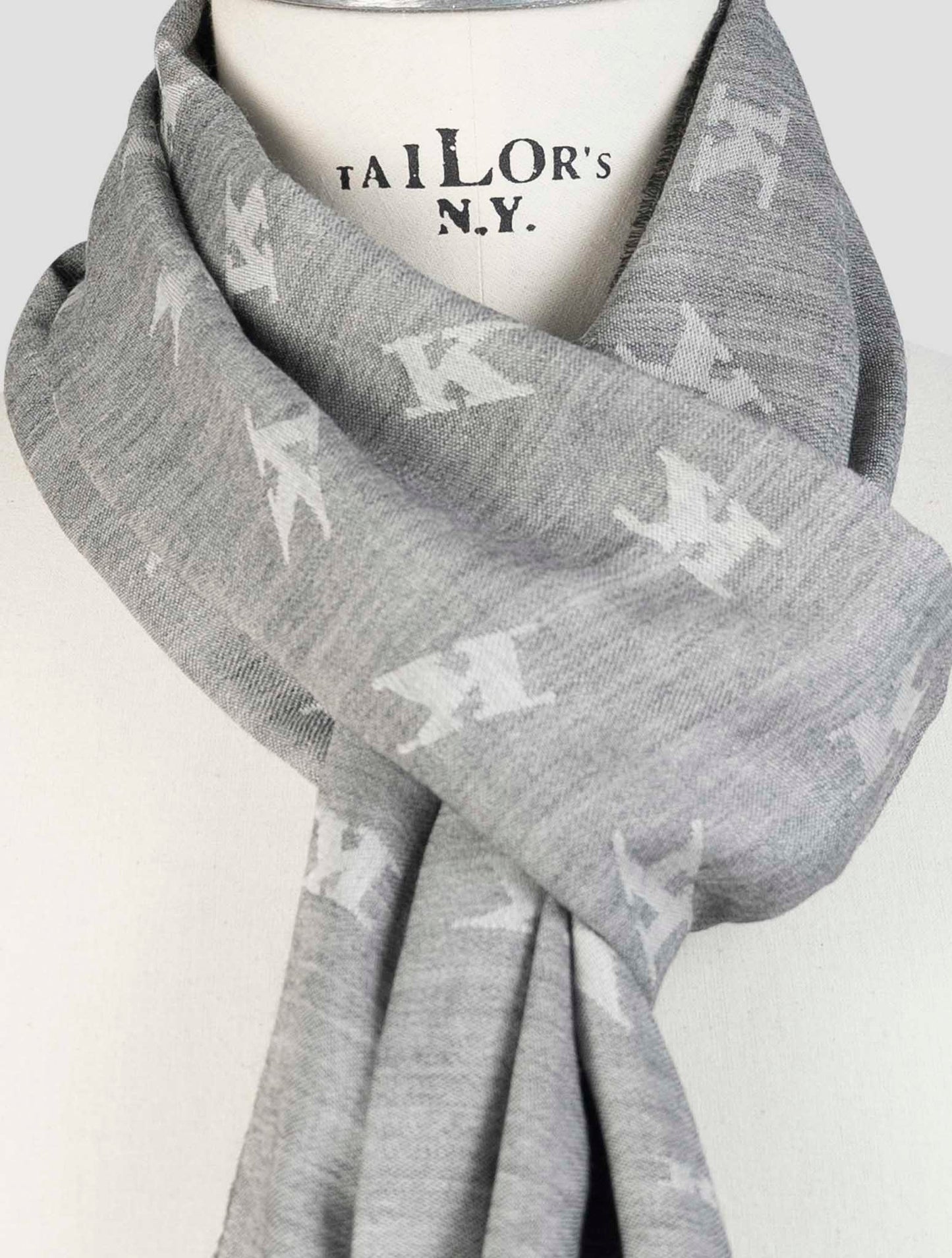 Kiton Gray Wool Silk Scarf