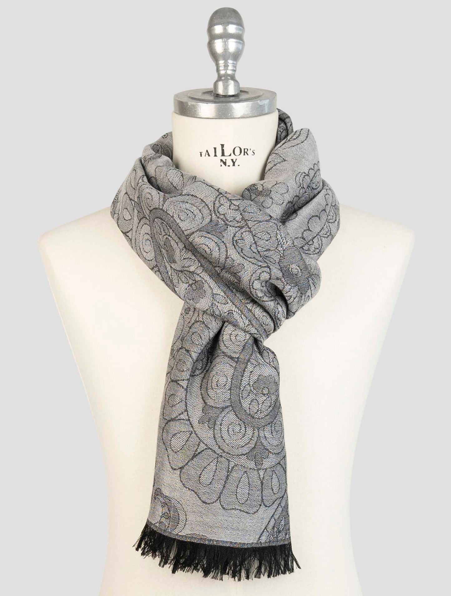 Kiton Gray Cashmere Silk Scarf