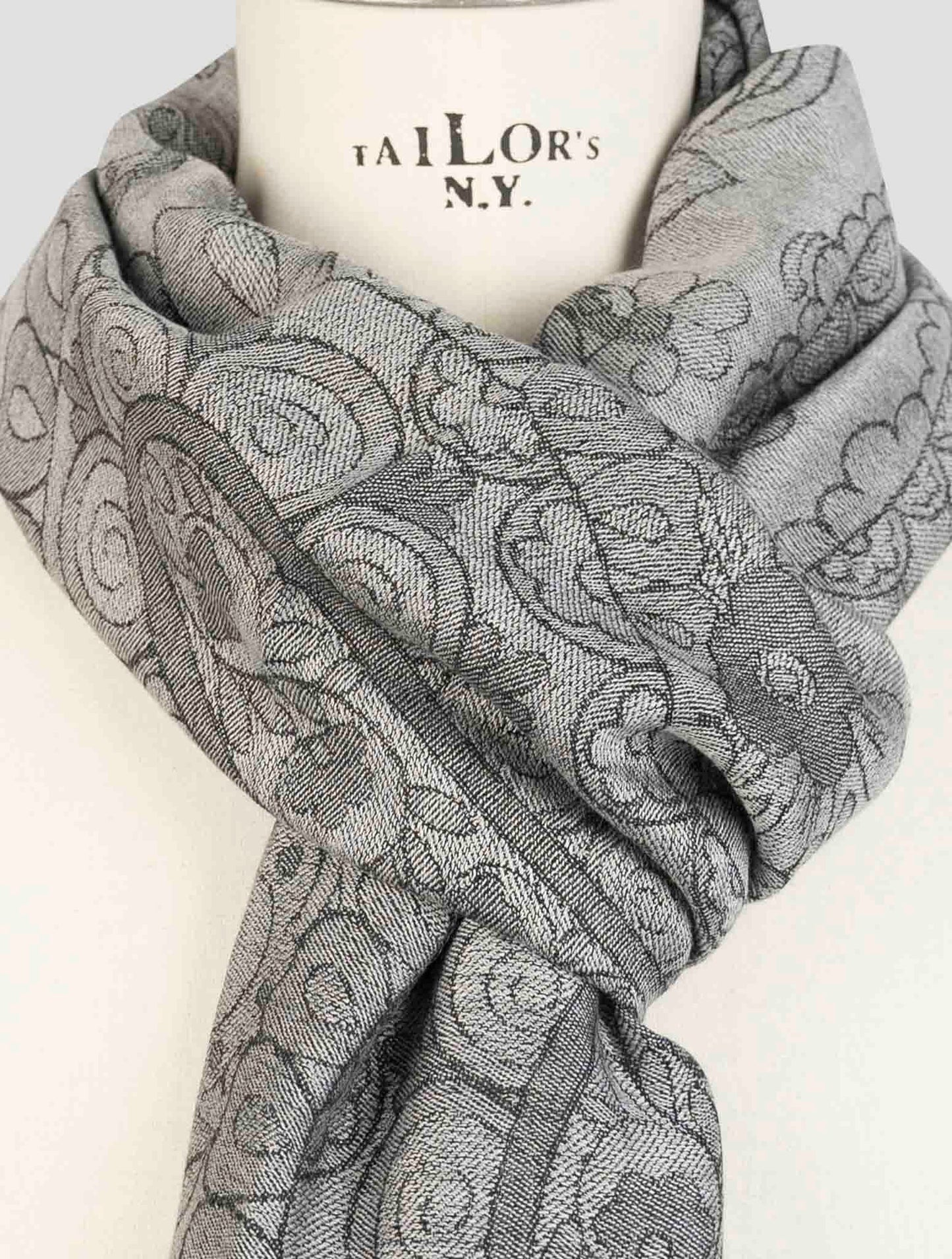 Kiton Gray Cashmere Silk Scarf