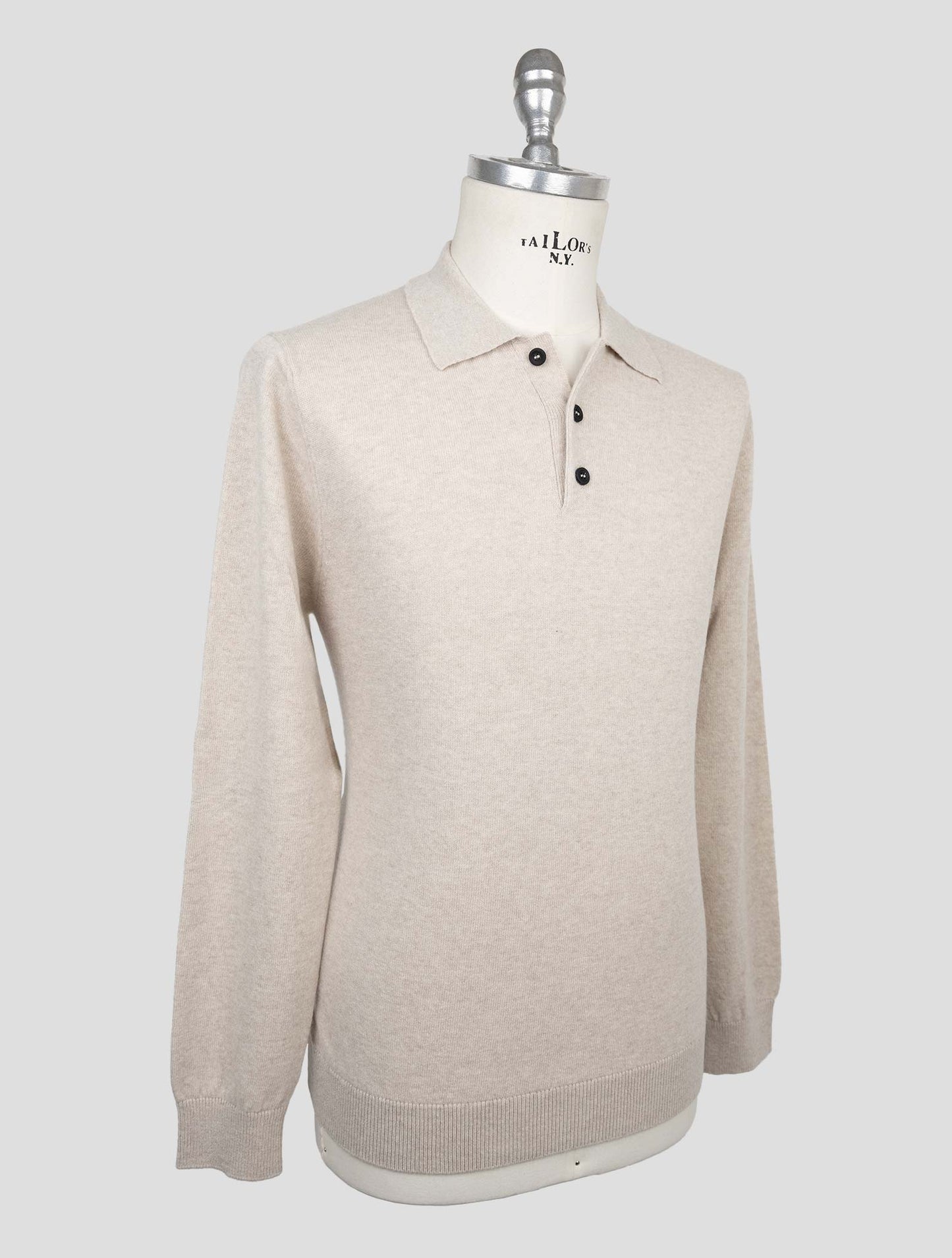 Kiton Knt Beige Virgin Wool Sweater Polo
