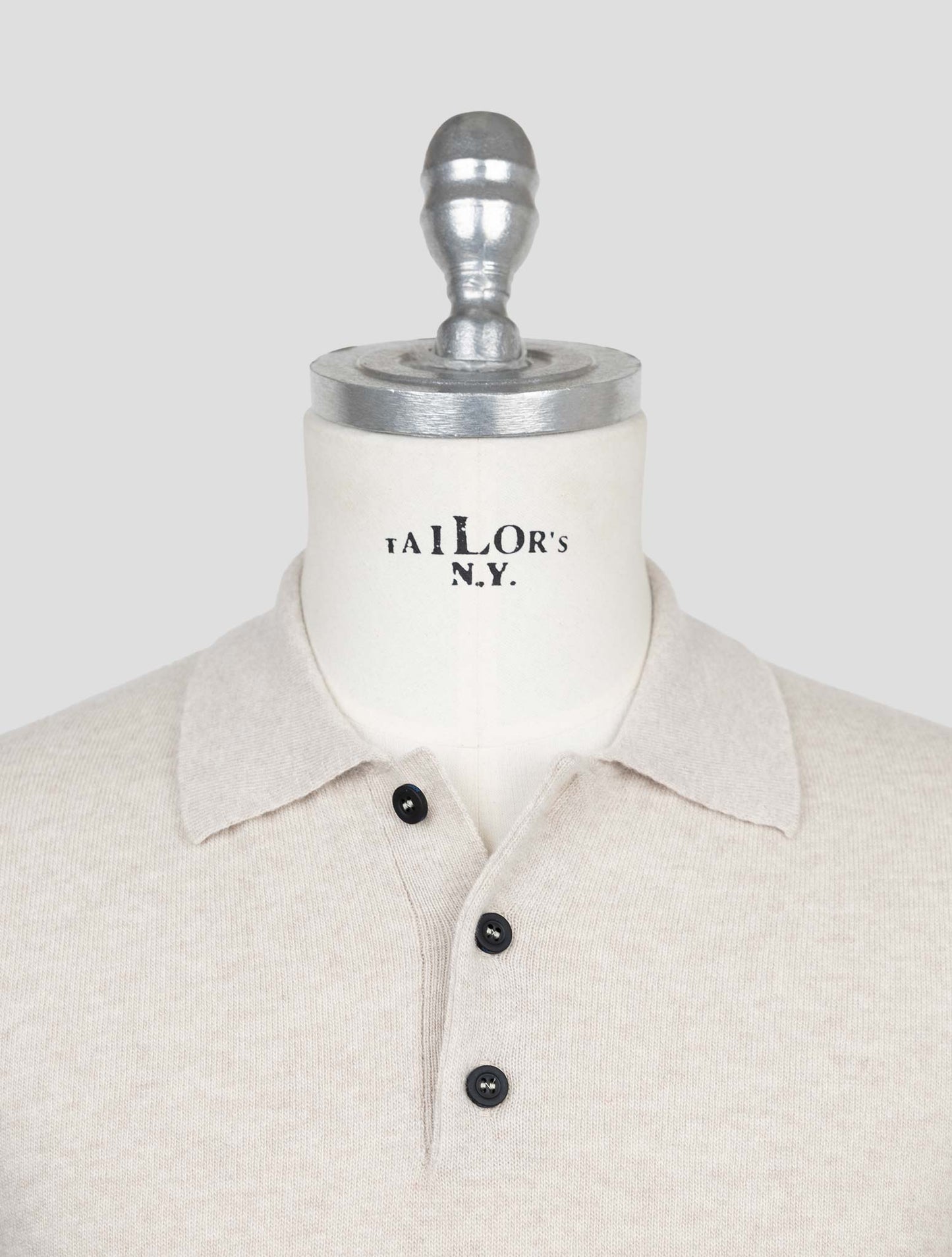 Kiton Knt Beige Virgin Wool Sweater Polo