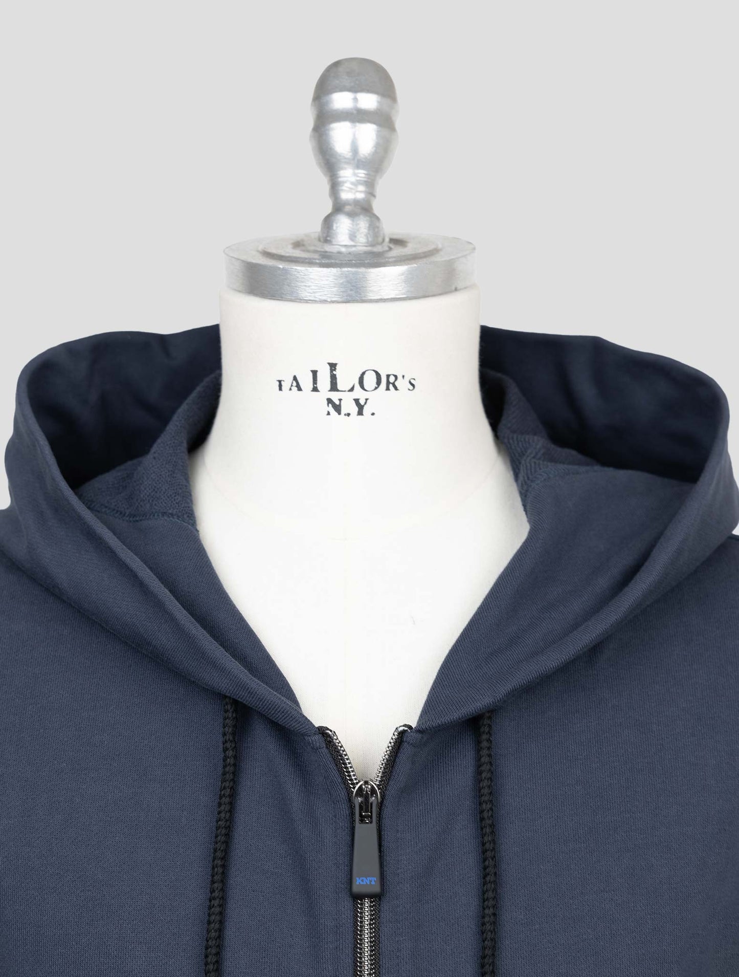 Kiton Knt Blue Cotton Sweater Full Zip
