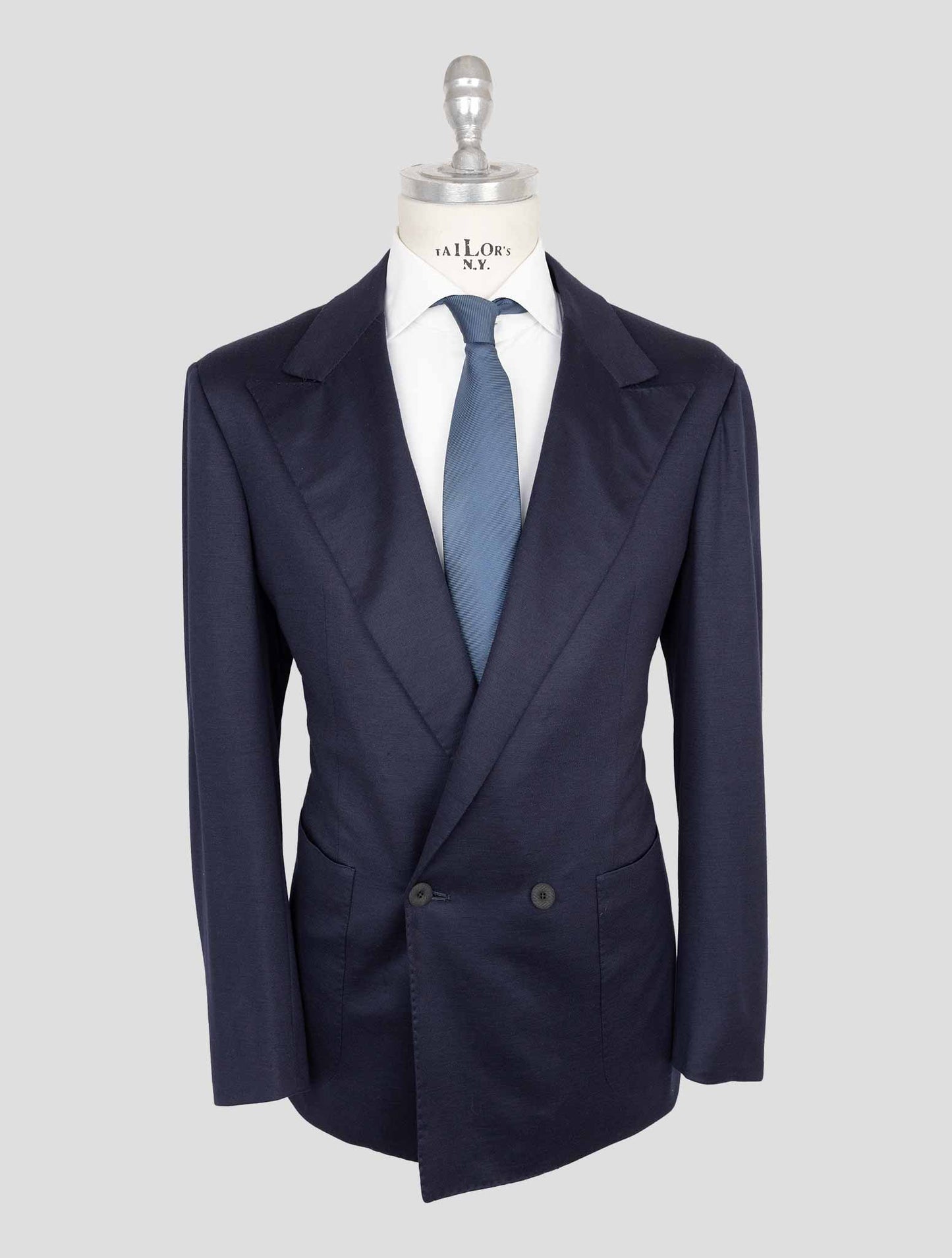 Kiton Knt Blue Wool Double Breasted Suit