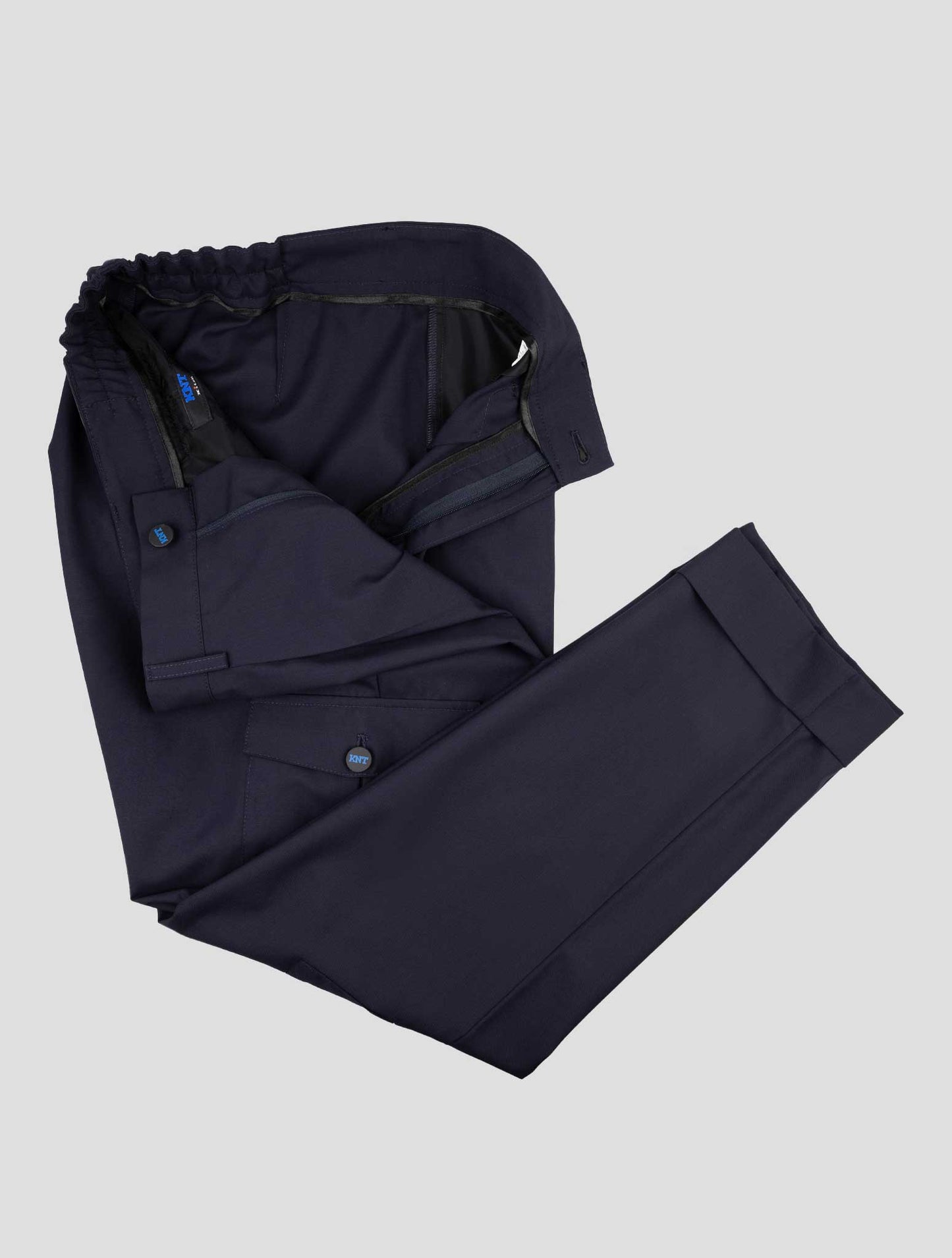 Kiton Knt Blue Wool Cargo Pants
