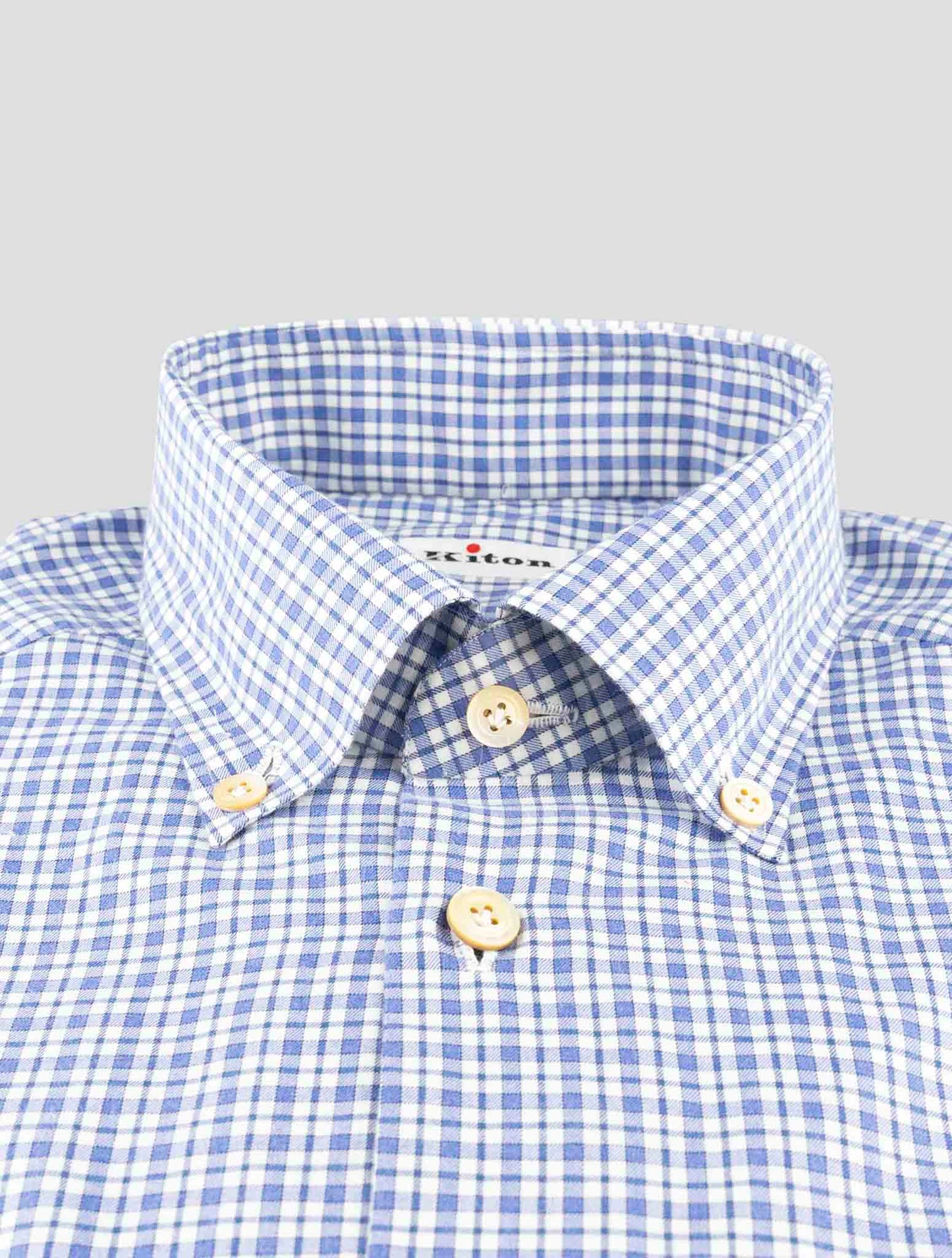 Kiton Blue White Cotton Shirt