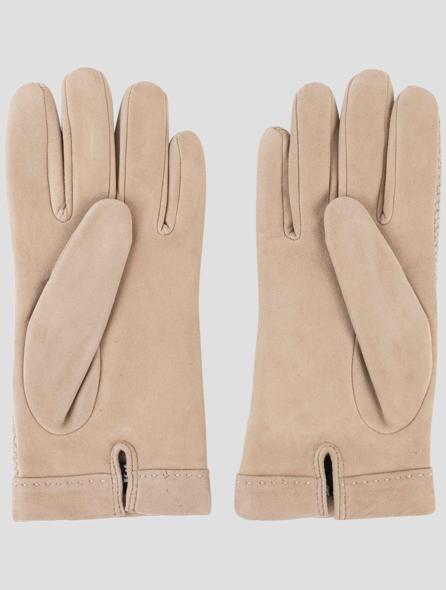 Kiton Beige Leather Suede Cashmere Gloves