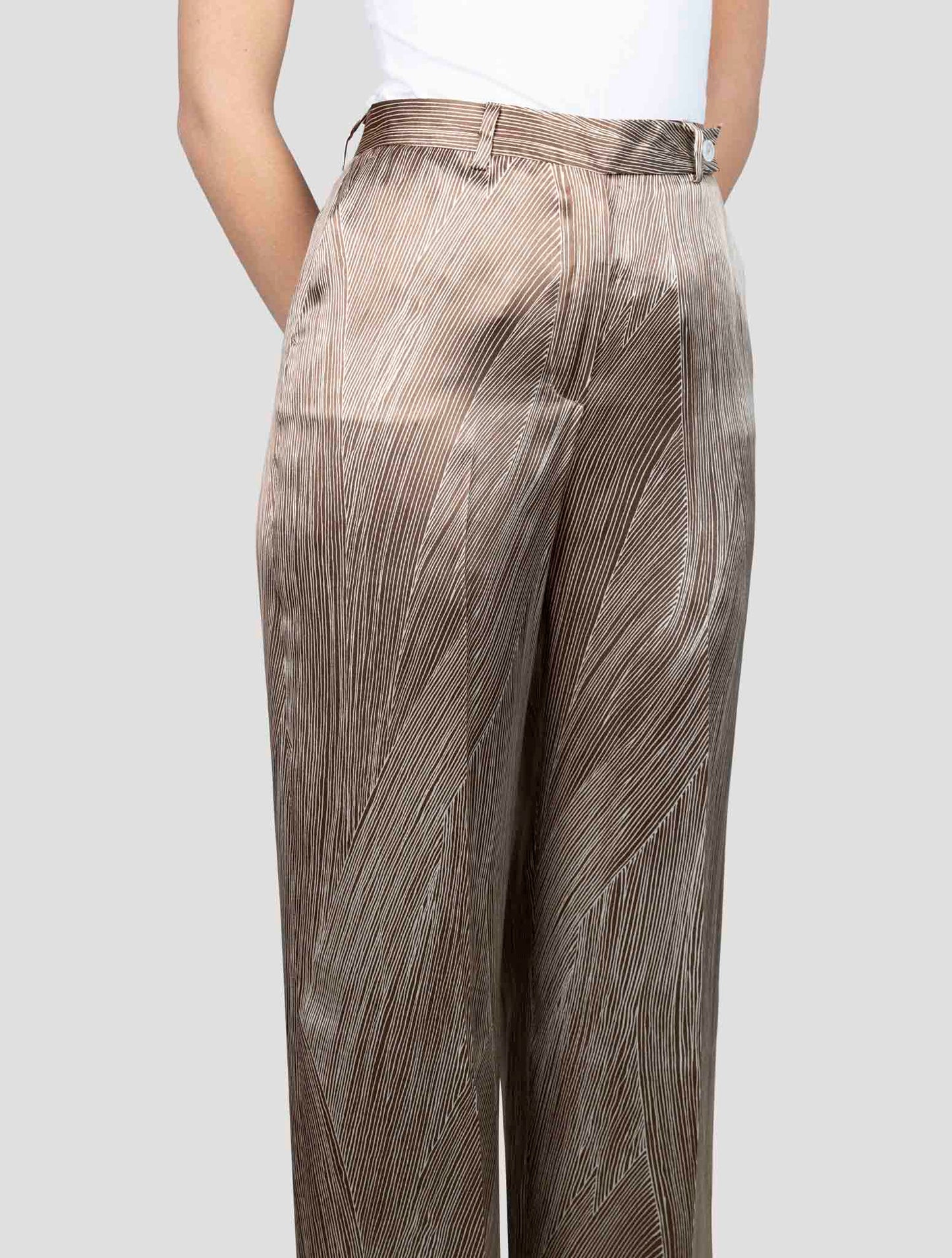 Kiton Brown Silk Pants